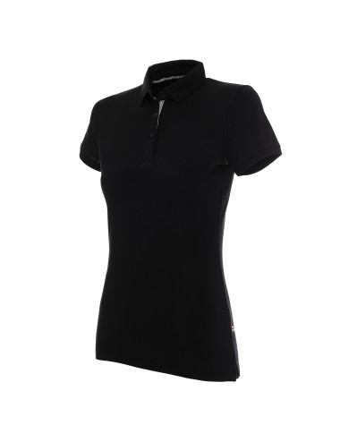 CRIMSON CUT POLO Damen VENUS SCHWARZ/WEISS DTG-Druck-Sticklogo