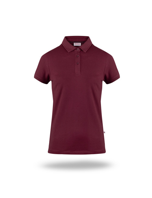 CRIMSON CUT POLO Damska VENUS CZERWONE WINO/CZARNY haft nadruk logo