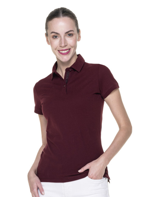 CRIMSON CUT POLO Damen VENUS RED WINE/BLACK gestickter Logodruck