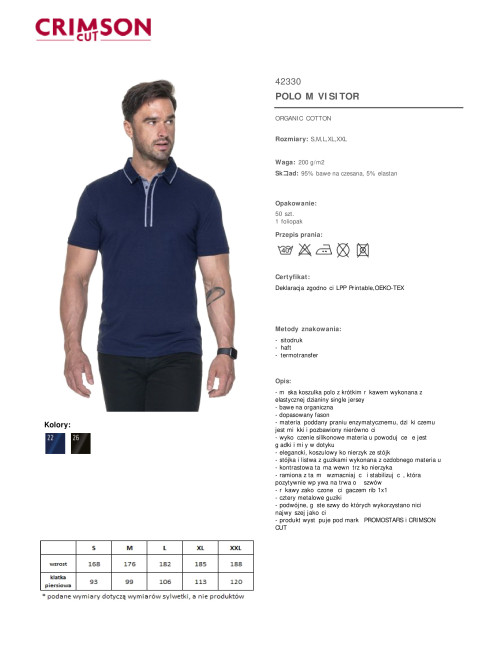 CRIMSON CUT POLO Herren VISITOR NAVY BLUE Stickerei Siebdruck Logo DTG-Druck