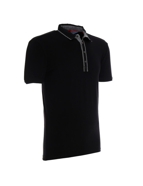 CRIMSON CUT POLO Men`s VISITOR BLACK DTG print silkscreen logo embroidery