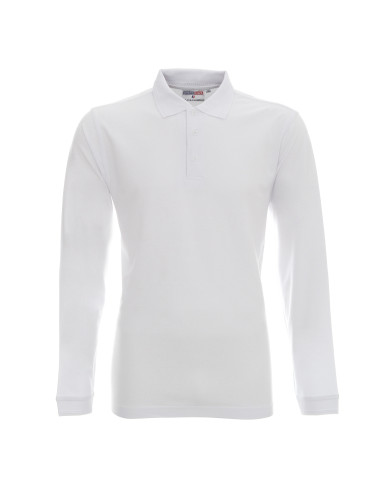 Promostars POLO Herren LONG COTTON WHITE Stickerei DTF-Logo Siebdruck