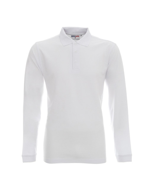 Promostars POLO men`s LONG COTTON WHITE embroidery print DTF logo silkscreen