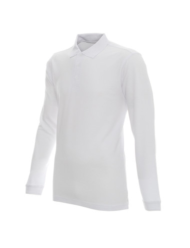 Promostars POLO men`s LONG COTTON WHITE embroidery print DTF logo silkscreen