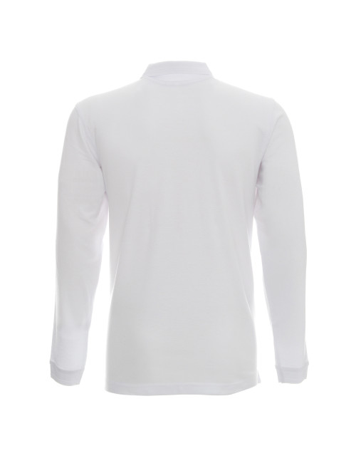Promostars POLO Herren LONG COTTON WHITE Stickerei DTF-Logo Siebdruck