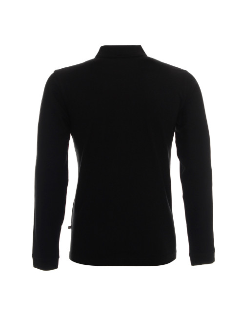 Promostars Men`s POLO LONG COTTON BLACK Embroidery Screen Print Logo