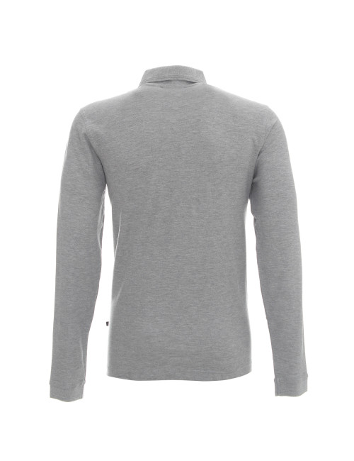 Promostars POLO Męska LONG COTTON JASNY SZARY MELANŻ haft nadruk logo