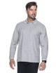 Promostars POLO Męska LONG COTTON JASNY SZARY MELANŻ haft nadruk logo
