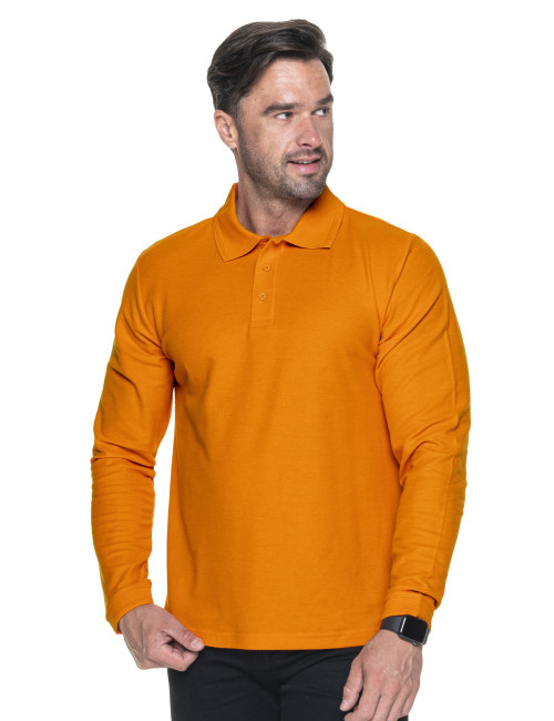 Promostars Men`s POLO LONG COTTON ORANGE embroidery silkscreen logo