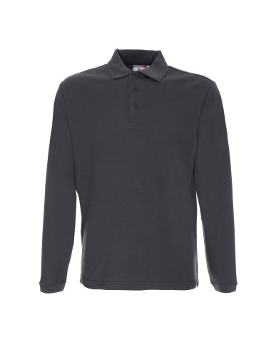 Promostars POLO Męska LONG COTTON SZARY nadruk DTG haft logo firm