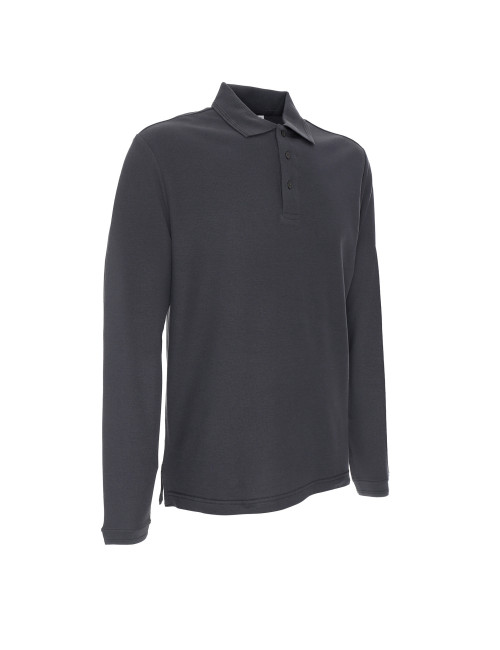 Promostars POLO Męska LONG COTTON SZARY nadruk DTG haft logo firm