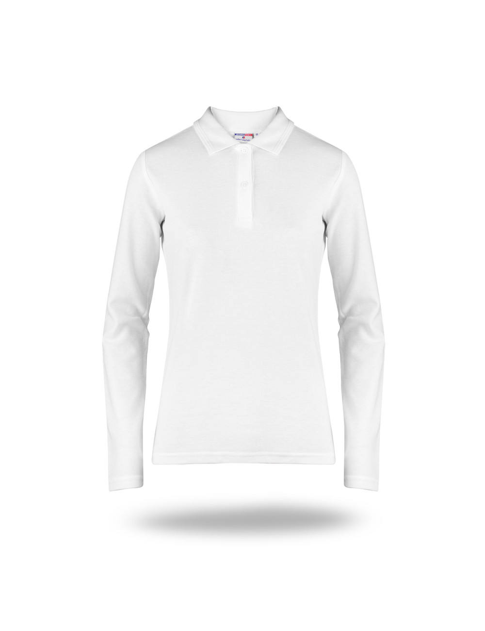 Damen-Poloshirt aus Baumwolle, lang, weiß, Promostars