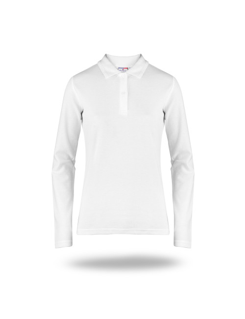 Promostars POLO Damska LADIES' LONG COTTON BIAŁY haft sitodruk logo