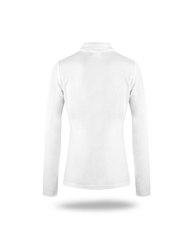 Damen-Poloshirt aus Baumwolle, lang, weiß, Promostars