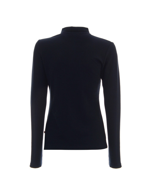 Promostars POLO DAMEN LANG AUS BAUMWOLLE NAVYBLAU mit aufgesticktem Logo für Damen