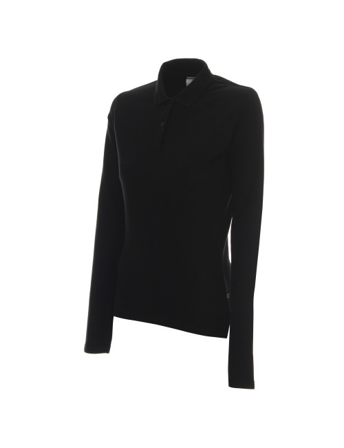 Promostars POLO Damska LADIES' LONG COTTON CZARNY nadruk DTF sitodruk