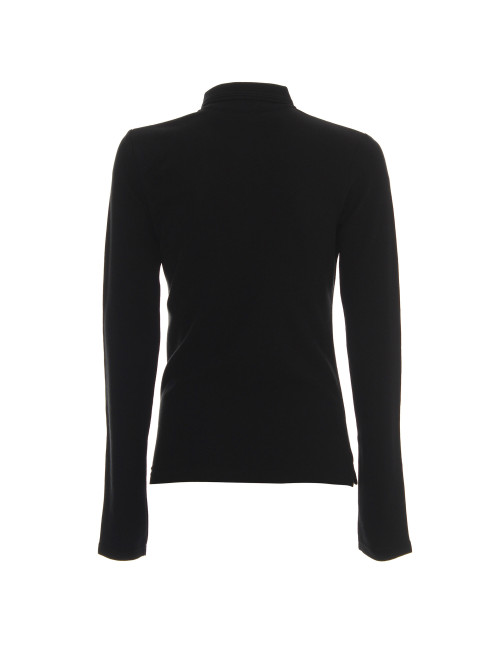 Promostars POLO Damen LADIES` LONG COTTON BLACK DTF-Druck, Siebdruck