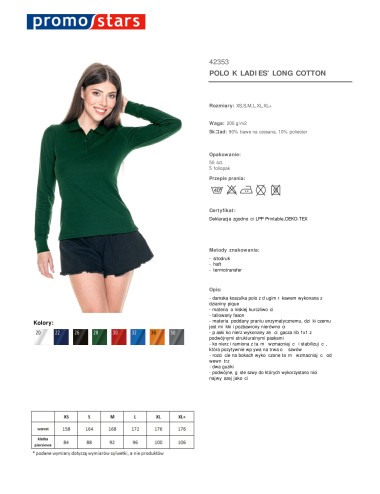 Langes Baumwollpolo für Damen, flaschengrün Promostars