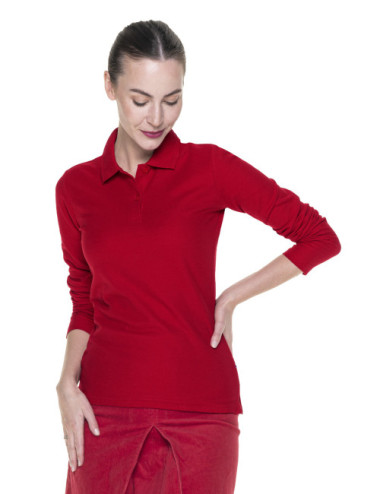 Damen-Poloshirt aus Baumwolle, lang, rot, Promostars