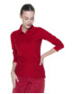 2Damen-Poloshirt aus Baumwolle, lang, rot, Promostars