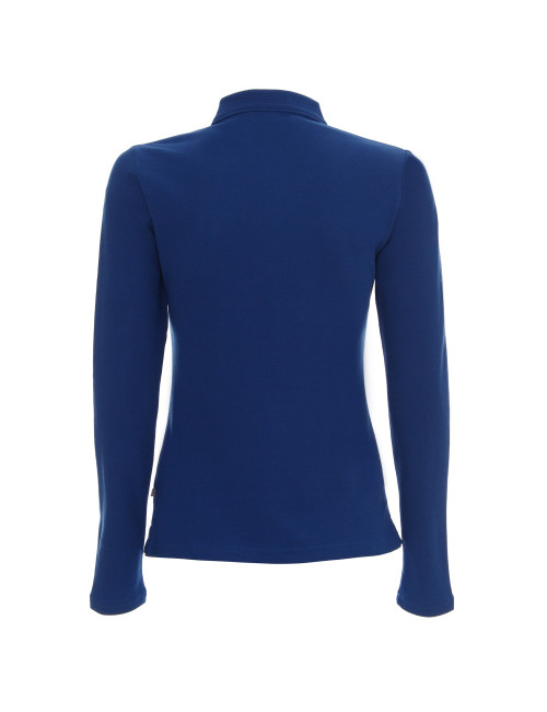 Promostars POLO Women`s LADIES` LONG COTTON CORNFLOWER embroidered logo print