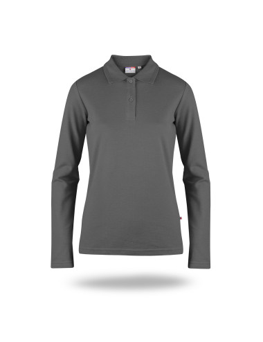 Promostars POLO Damen LADIES` LONG COTTON GREY Stickerei, Siebdruck