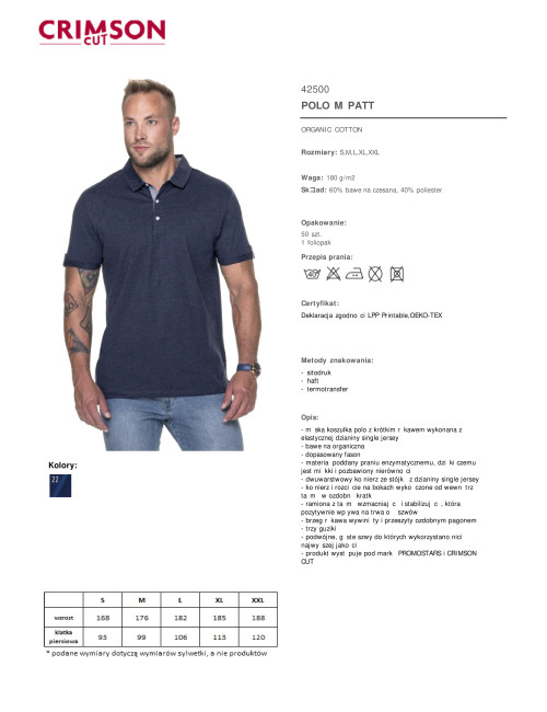 CRIMSON CUT POLO Herren PATT NAVY BLUE DTF-Druck-Stickerei-Siebdruck-Logo