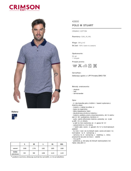 Stuart Herrenpolo Marineblau/Weiß Crimson CUT