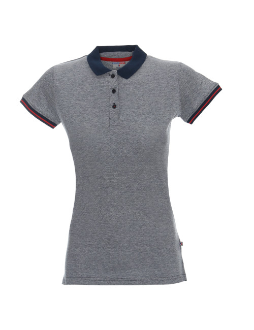 Promostars POLO Damen STACY MARINEBLAU/WEISS Stickdruck, Siebdrucklogo