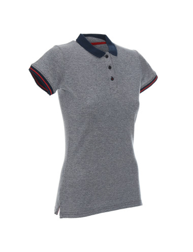 Promostars POLO Damen STACY MARINEBLAU/WEISS Stickdruck, Siebdrucklogo