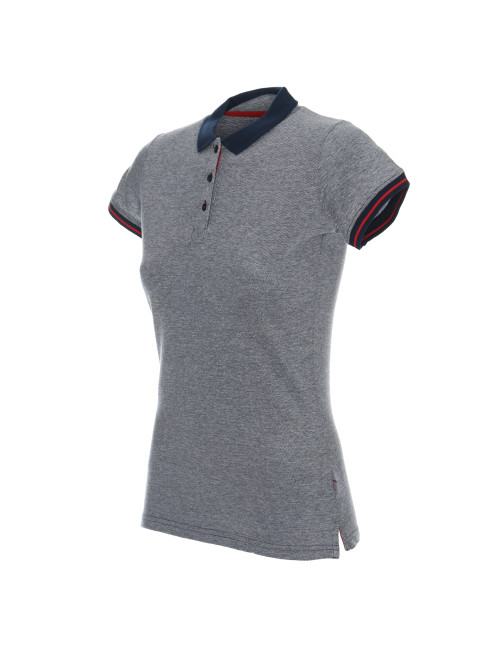 Promostars POLO Damen STACY MARINEBLAU/WEISS Stickdruck, Siebdrucklogo
