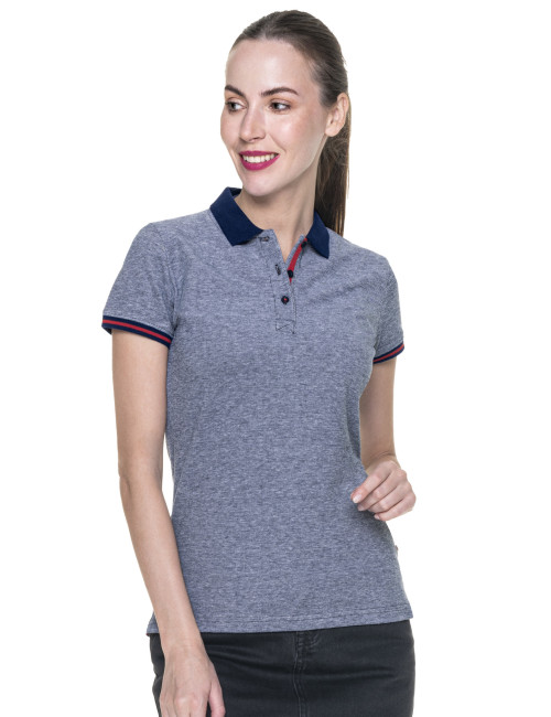 Promostars Women`s POLO STACY NAVY/WHITE embroidery screen print logo