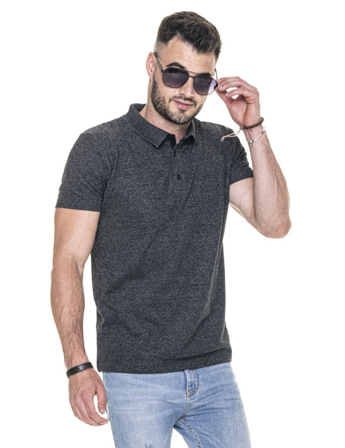 Purpurrot geschnittenes HERREN-POLO FRANK BLACK RAIN, Stickerei, Logodruck