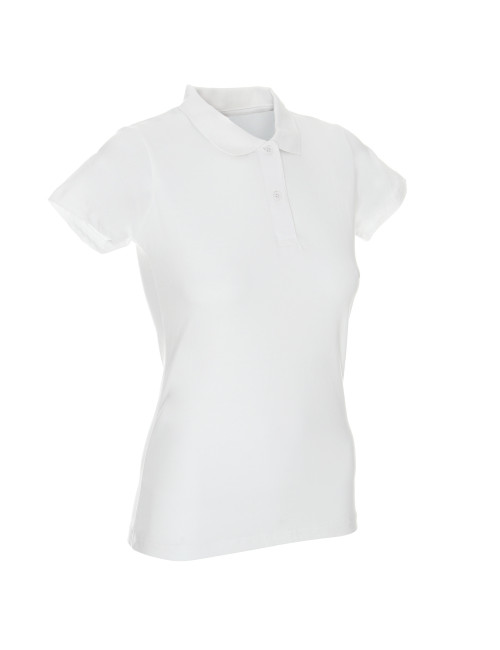 Geffer POLO Women`s 450 WHITE with logo, embroidery, print