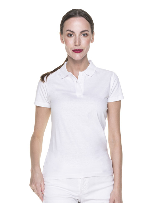 Geffer POLO Damen 450 WEISS mit Logo, Stickerei, Aufdruck