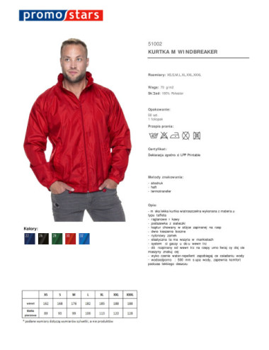 Men`s jacket windbreaker red Promostars