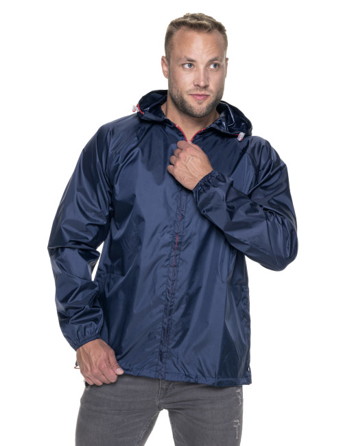 Promostars Herren SHELTER LONG JACKET, MARINEBLAU, Stickerei, Siebdruck