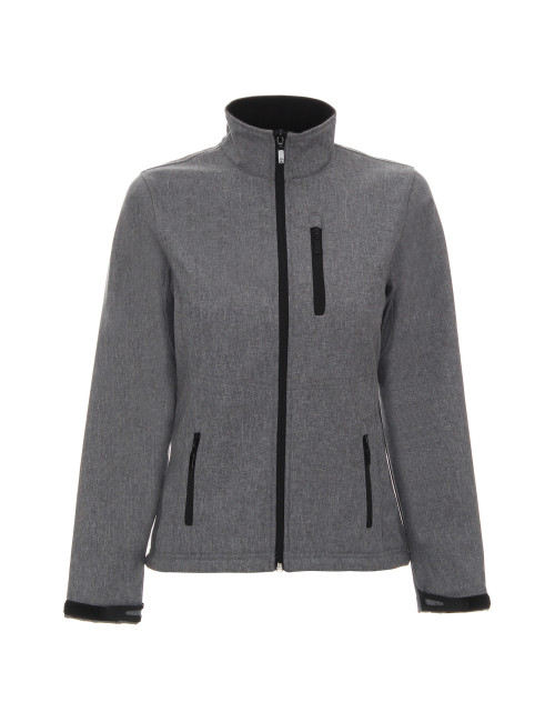 Promostars Damen JACKET BREEZE GREY MELANGE Stickerei DTF Siebdruck