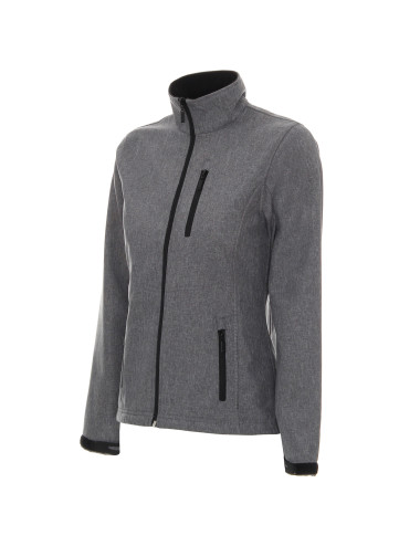 Promostars Damen JACKET BREEZE GREY MELANGE Stickerei DTF Siebdruck