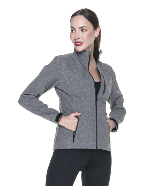 Promostars Damen JACKET BREEZE GREY MELANGE Stickerei DTF Siebdruck