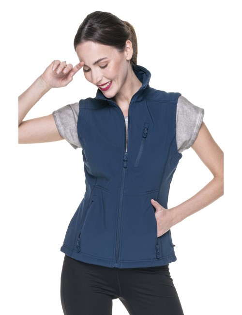 Promostars Women`s LADIES` WALKER VEST DARK BLUE logo embroidery