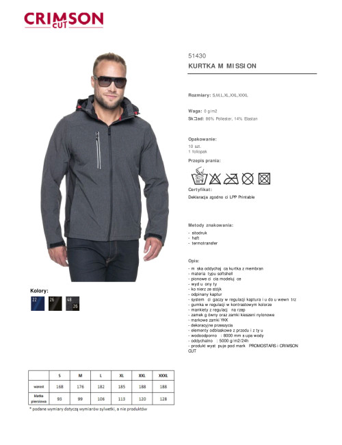 CRIMSON CUT HERRENJACKE MISSION DUNKELGRAU MELANGE/SCHWARZ Logo-Stickerei