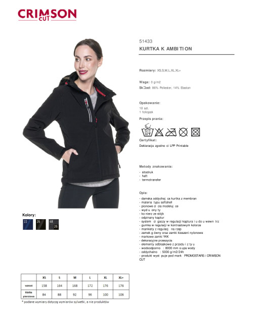 CRIMSON CUT Damen AMBITION JACKET SCHWARZ DTG-Druck, Stickerei, Siebdruck