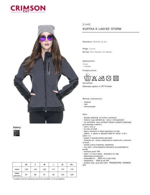 CRIMSON CUT JACKET Women`s LADIES` STORM DARK GRAPHITE/BLACK print