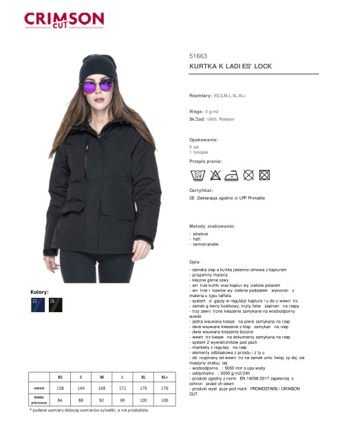 CRIMSON CUT JACKET Women`s LADIES` LOCK BLACK print embroidery silkscreen