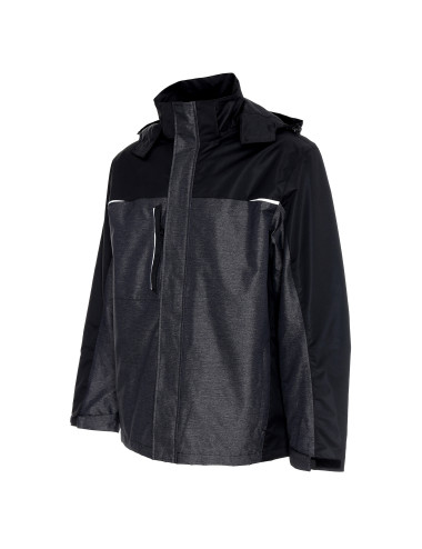 Promostars Herren HIKE JACKET DARK GREY MELANGE/BLACK Stickereidruck