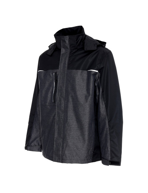 Promostars Herren HIKE JACKET DARK GREY MELANGE/BLACK Stickereidruck