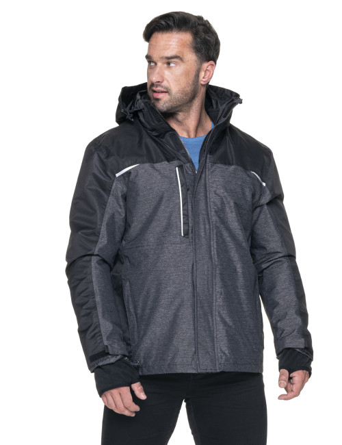 Promostars Herren HIKE JACKET DARK GREY MELANGE/BLACK Stickereidruck