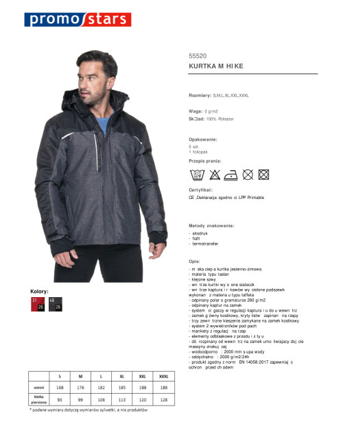 Promostars Men`s JACKET HIKE DARK GRAY MELANGE/BLACK embroidery print