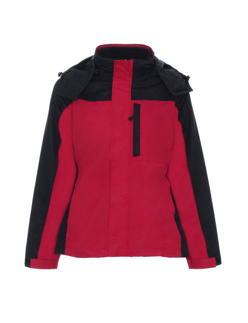 Promostars Women`s JACKET LADIES` HIKE DARK RED/BLACK logo embroidery